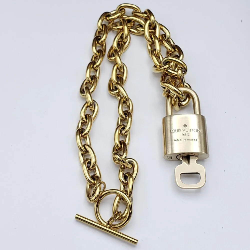 18K Gold-Plated Necklace with Authentic Louis Vuitton Padlock